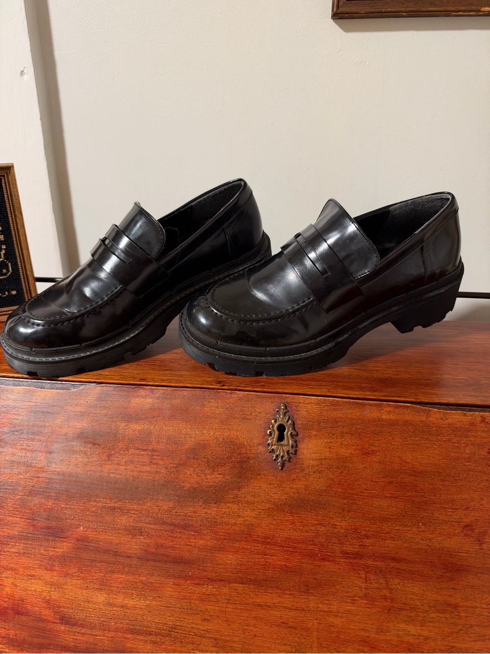 Zara Black Chunky Loafers Size Women 37/ 6.5
